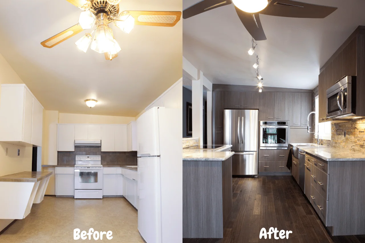 Before and after kitchen images